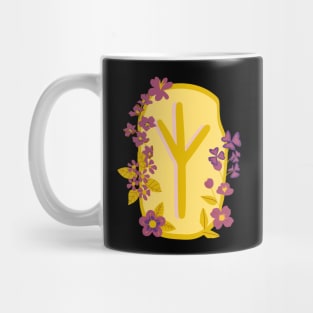 Algiz Rune Flowery Design Mug